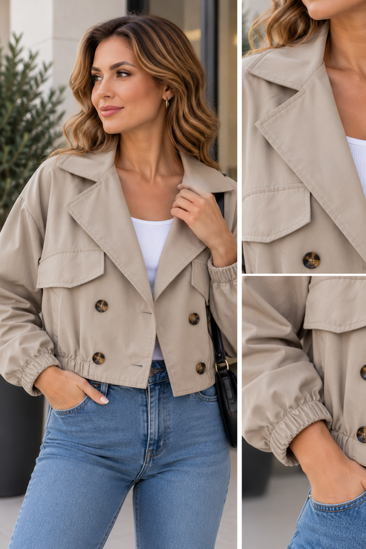 Geacă scurtă damă tip trench – bej