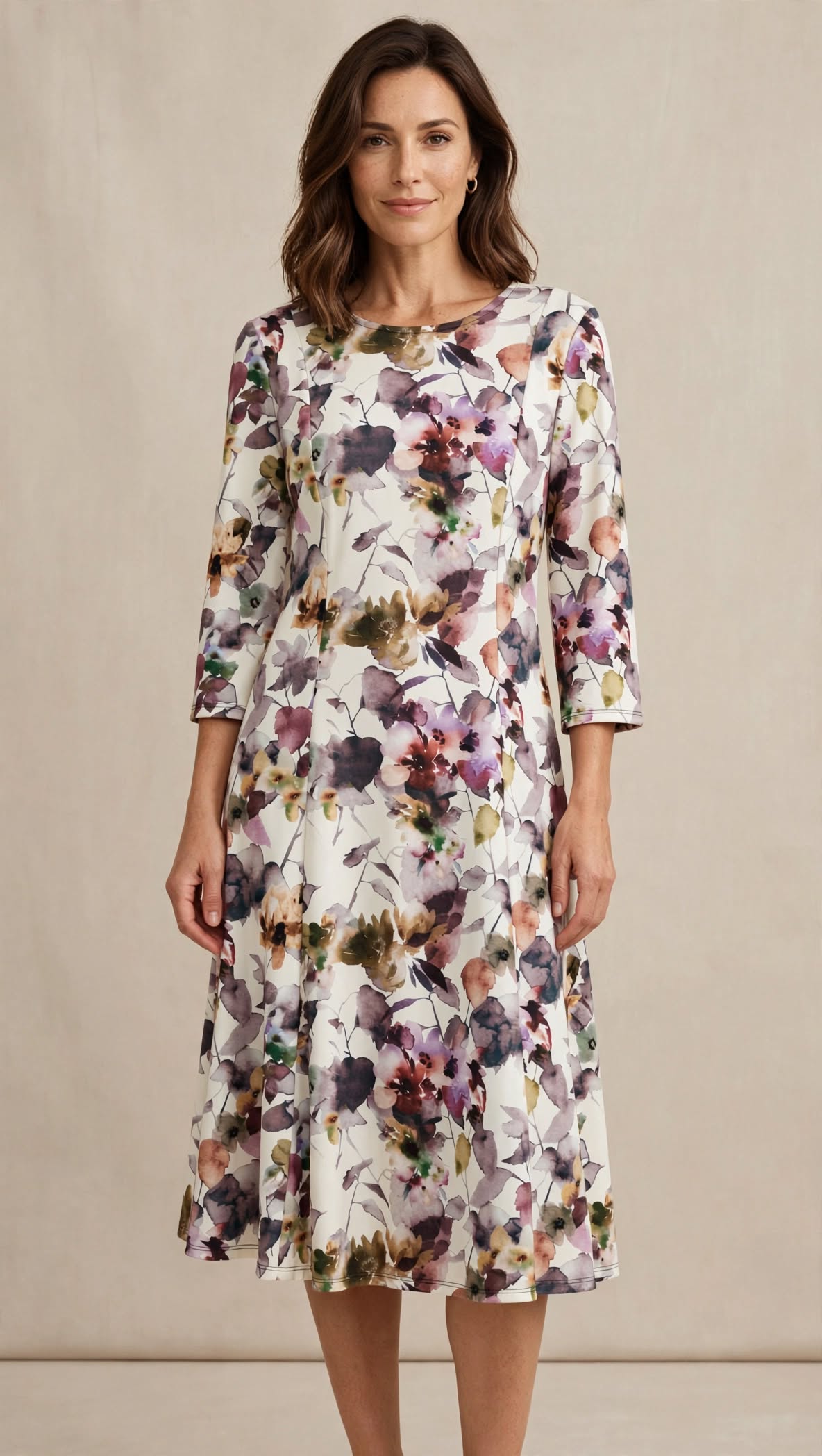 Rochie midi cu imprimeu floral multicolor