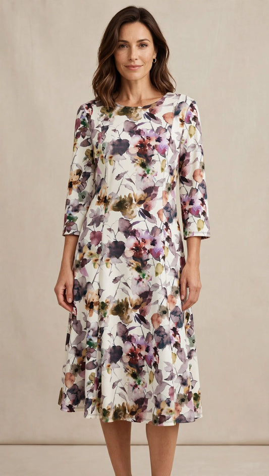 Rochie midi cu imprimeu floral multicolor