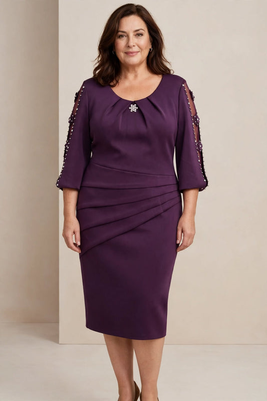 Rochie midi mov cu aplicații decorative